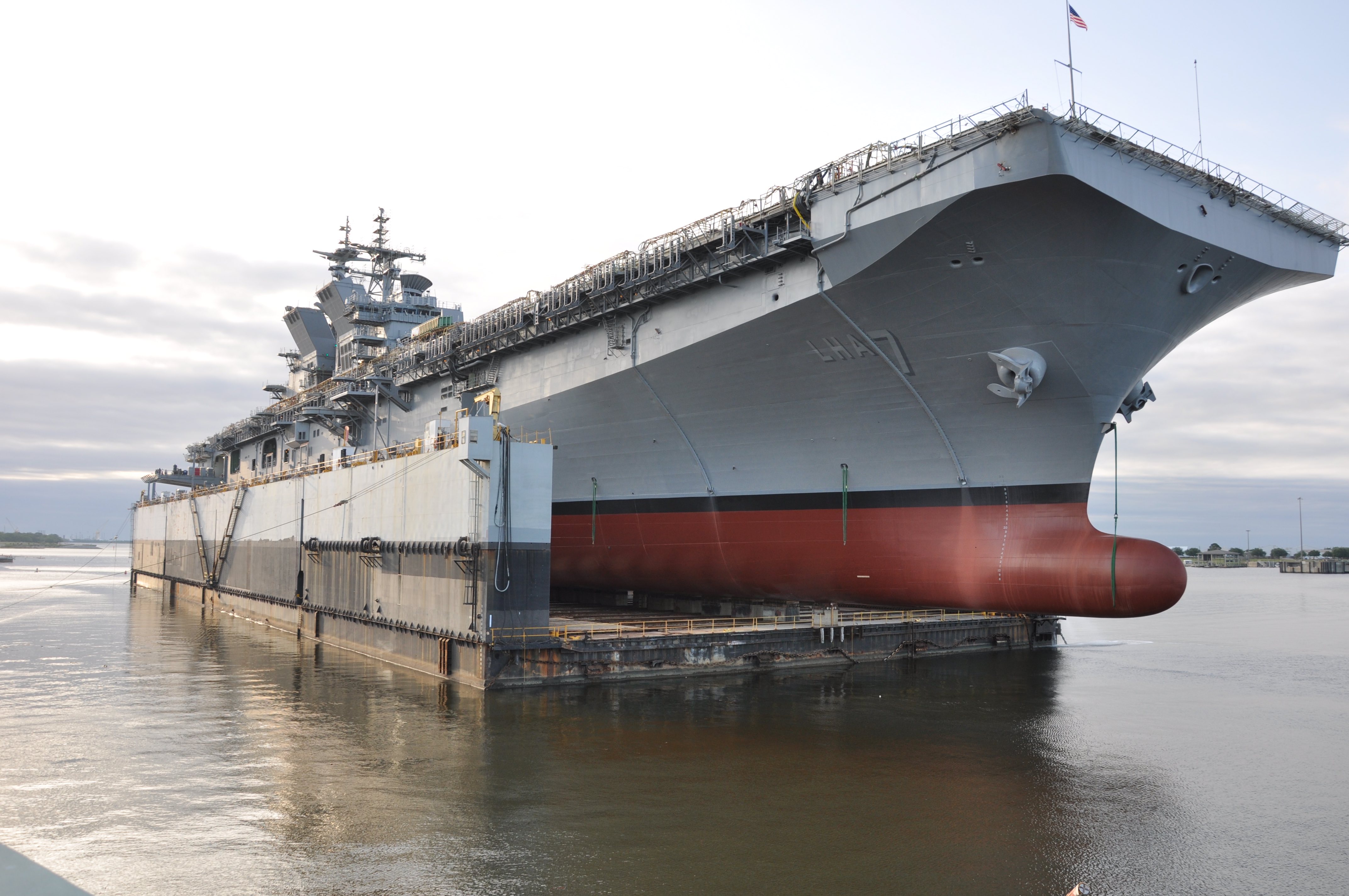 USS Tripoli sails away from Ingalls Shipbuilding