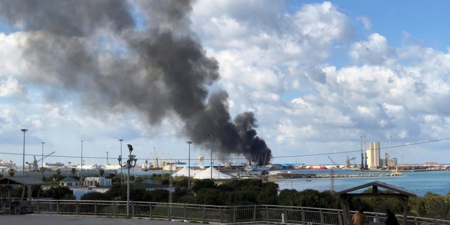 The port of Tripoli was struck by projectiles